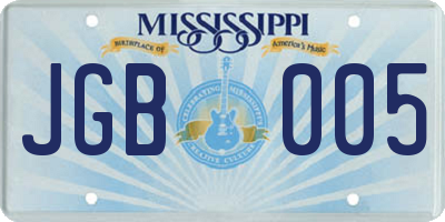 MS license plate JGB005