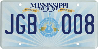MS license plate JGB008