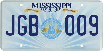 MS license plate JGB009