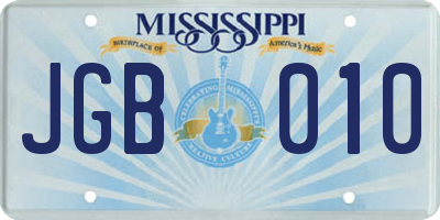 MS license plate JGB010