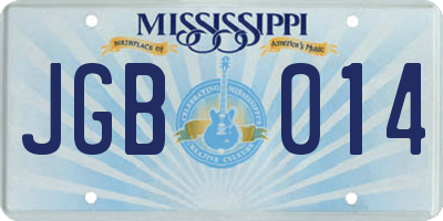 MS license plate JGB014