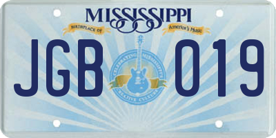 MS license plate JGB019