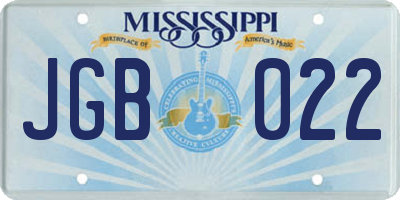 MS license plate JGB022