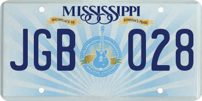 MS license plate JGB028