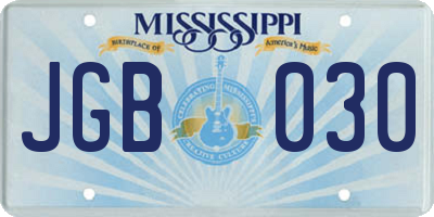 MS license plate JGB030