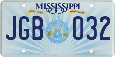 MS license plate JGB032