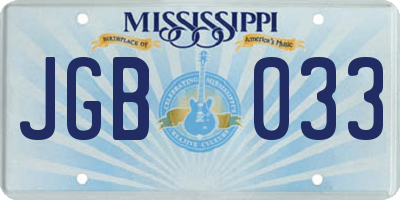 MS license plate JGB033