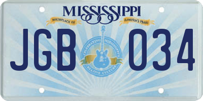 MS license plate JGB034