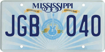 MS license plate JGB040
