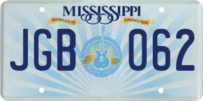 MS license plate JGB062