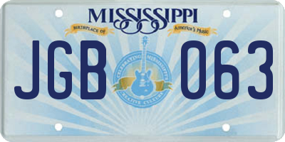 MS license plate JGB063