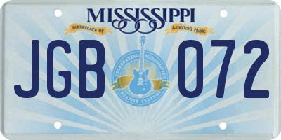 MS license plate JGB072
