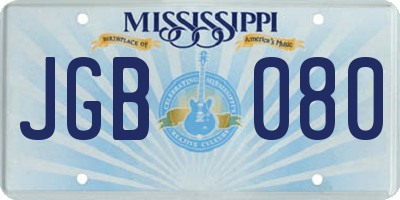 MS license plate JGB080