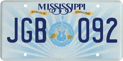 MS license plate JGB092