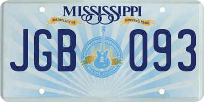 MS license plate JGB093
