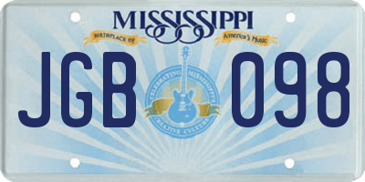 MS license plate JGB098