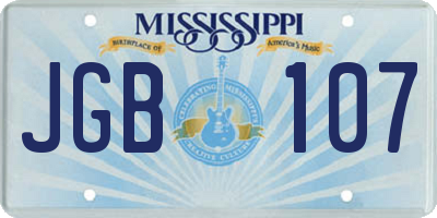 MS license plate JGB107