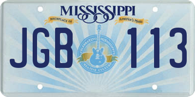 MS license plate JGB113