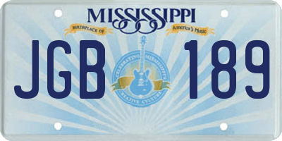 MS license plate JGB189