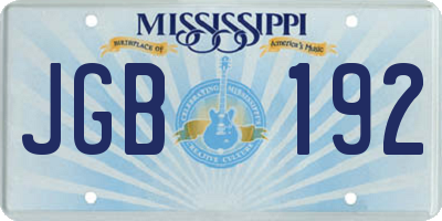 MS license plate JGB192