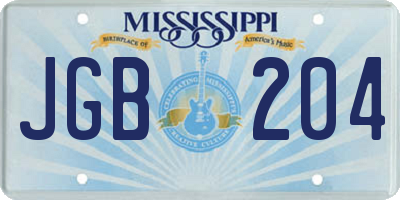 MS license plate JGB204
