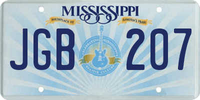 MS license plate JGB207