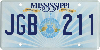 MS license plate JGB211