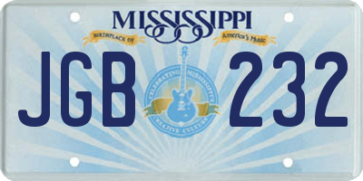 MS license plate JGB232