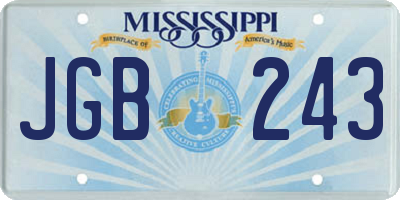 MS license plate JGB243