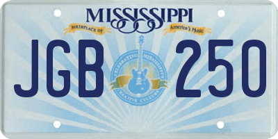 MS license plate JGB250