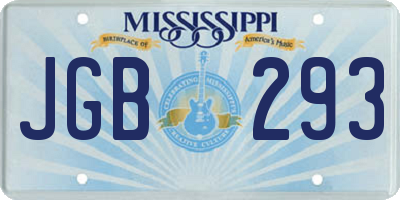MS license plate JGB293