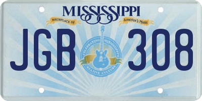 MS license plate JGB308