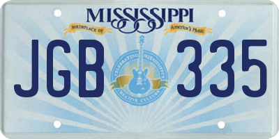 MS license plate JGB335