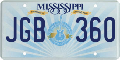 MS license plate JGB360