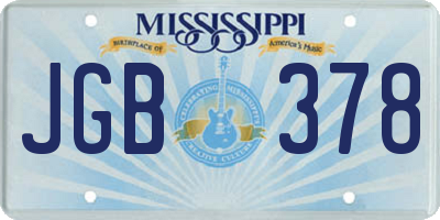 MS license plate JGB378