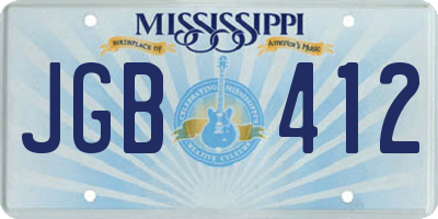 MS license plate JGB412