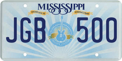 MS license plate JGB500