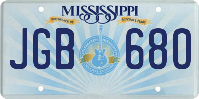 MS license plate JGB680