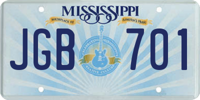 MS license plate JGB701