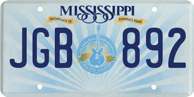 MS license plate JGB892