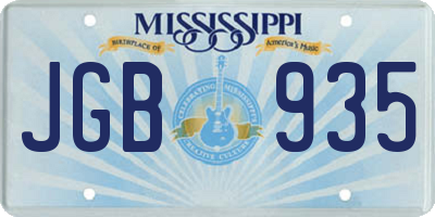 MS license plate JGB935