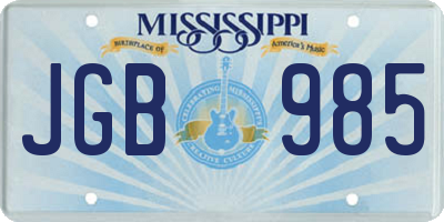 MS license plate JGB985