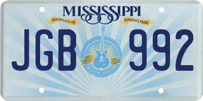 MS license plate JGB992