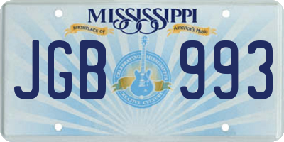 MS license plate JGB993