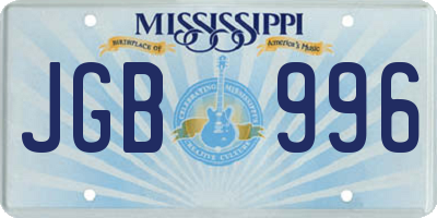 MS license plate JGB996