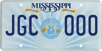 MS license plate JGC000
