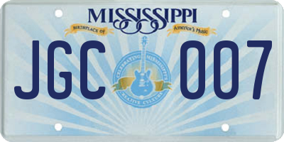 MS license plate JGC007