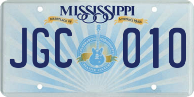 MS license plate JGC010