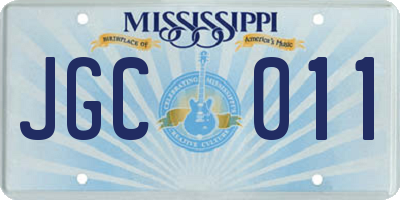 MS license plate JGC011