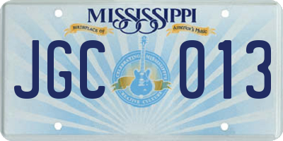MS license plate JGC013